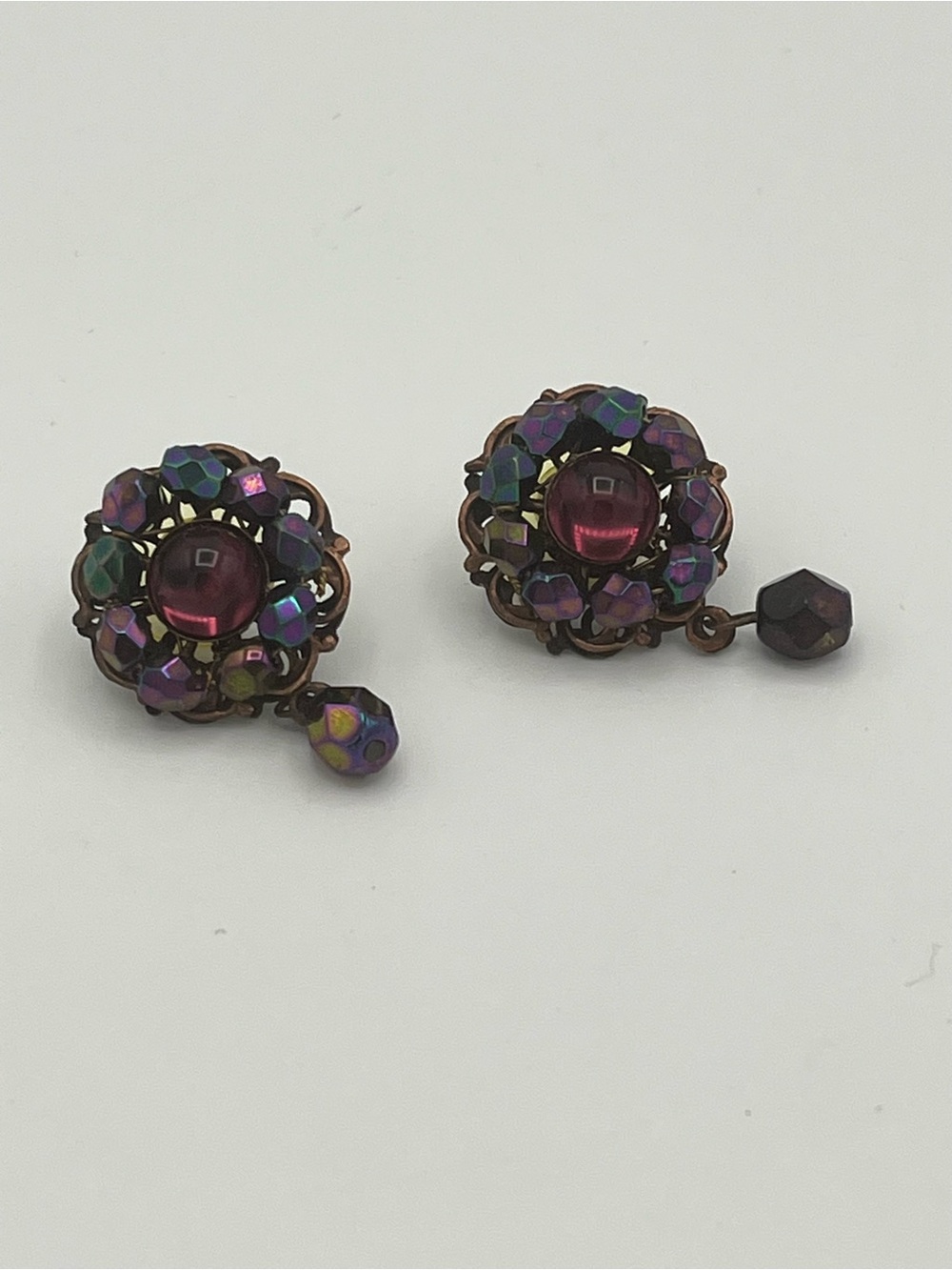 Miriam Haskell Purple Beaded Filigree Drop Necklace - Picture 10 of 11